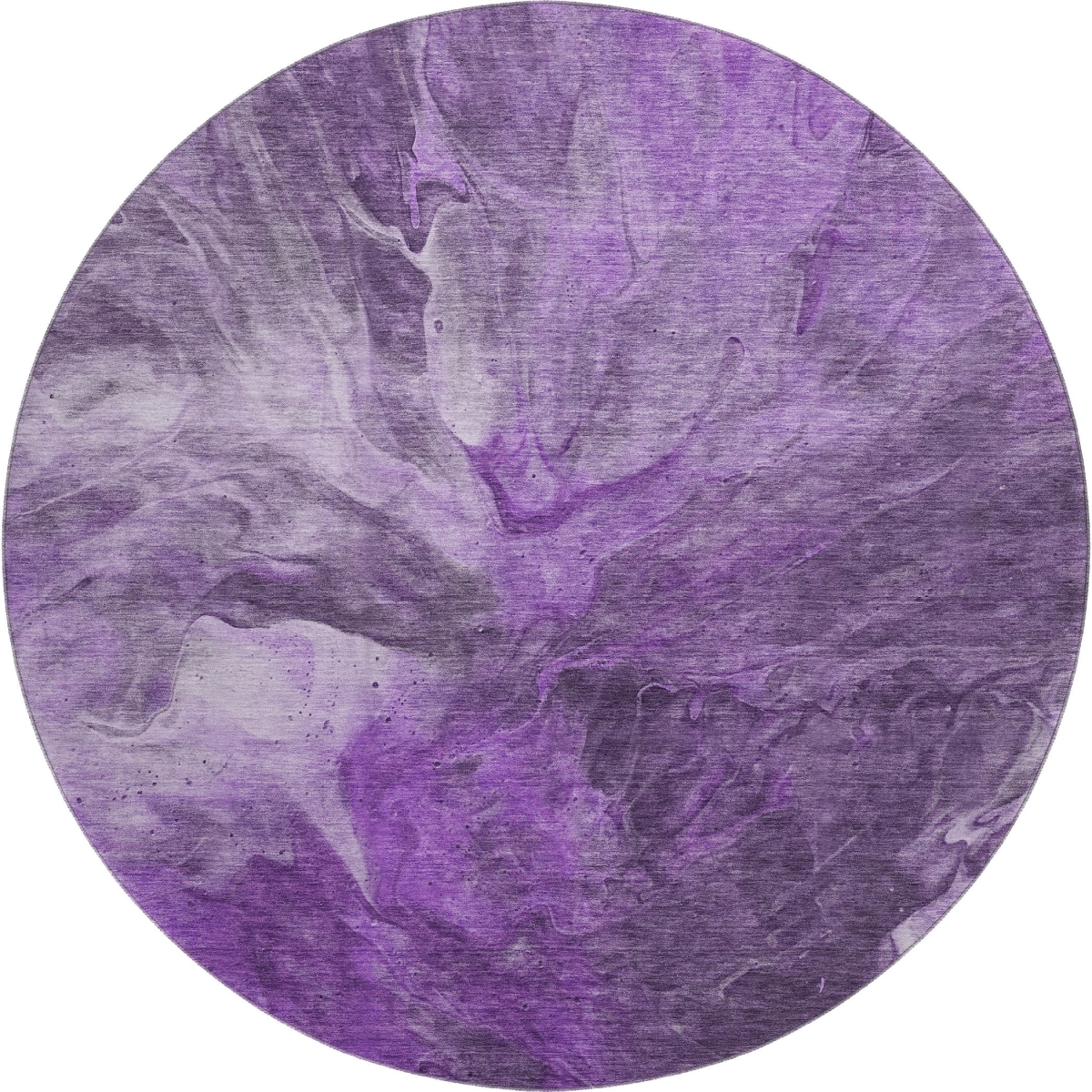 653503 8 ft. Purple, Ivory & Gray Abstract Transitional Washable Round Area Rug with UV Protection