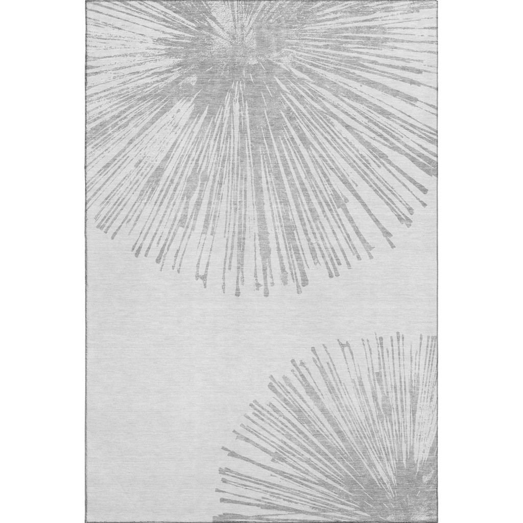 653546 8 x 10 ft. Gray & Ivory Abstract Transitional Washable Machine Made Rectangle Area Rug with UV Protection