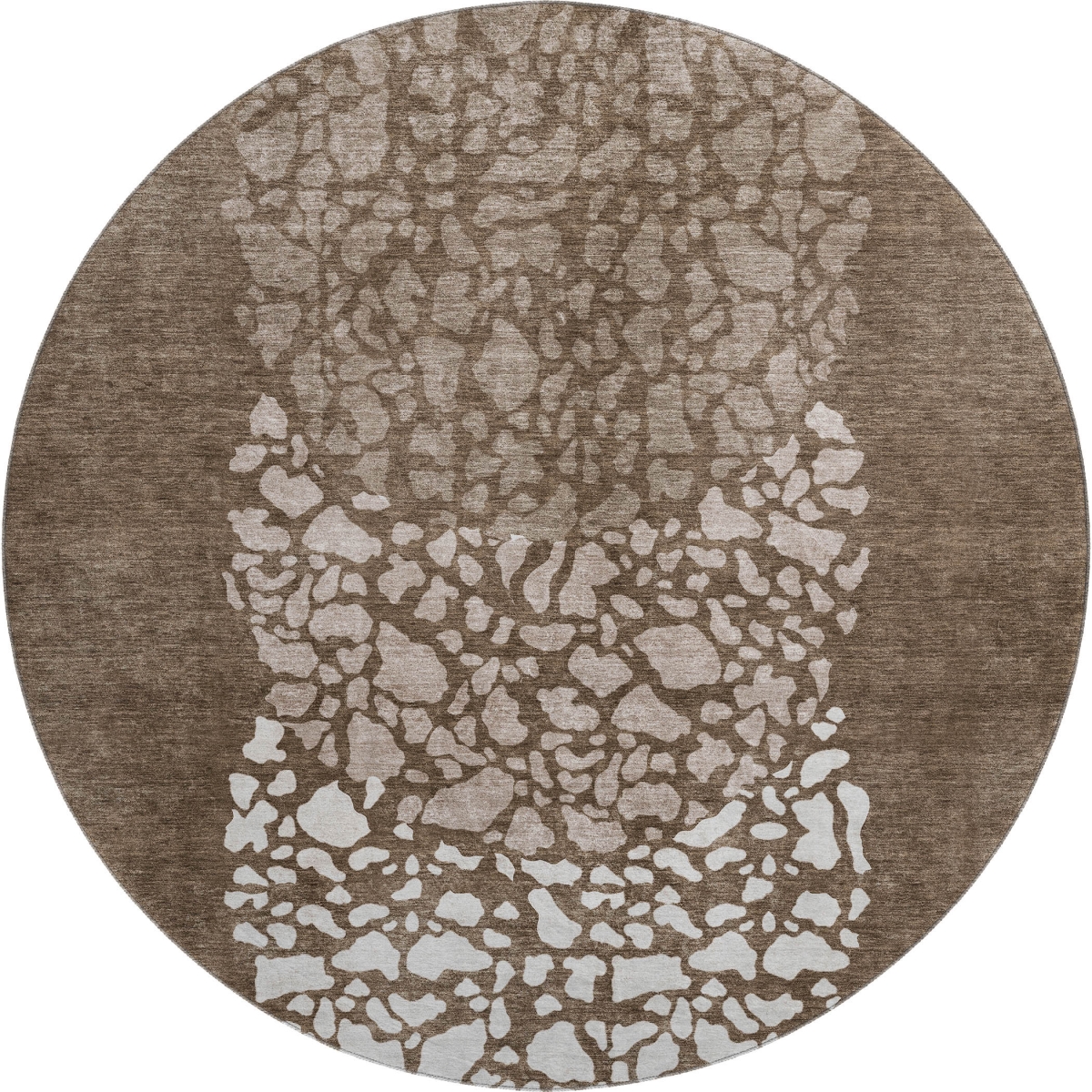 653575 8 ft. Chocolate & Ivory Abstract Transitional Washable Round Area Rug with UV Protection