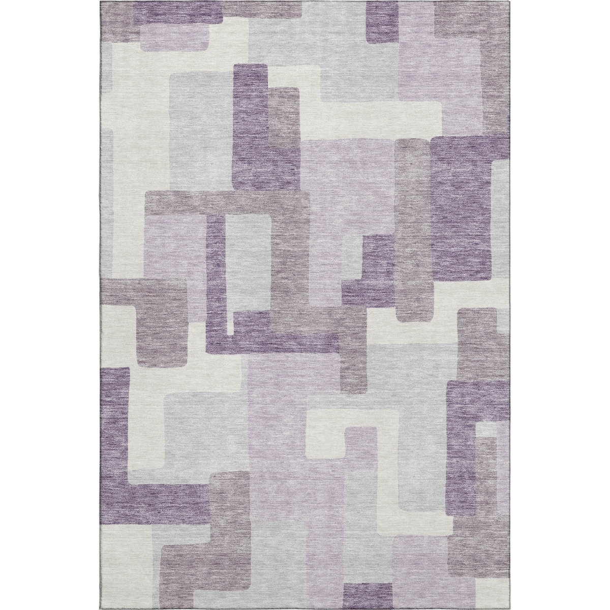 662445 8 x 10 ft. Lavender & Ivory Abstract Geometric Transitional Washable Machine Made Rectangle Area Rug with UV Protection