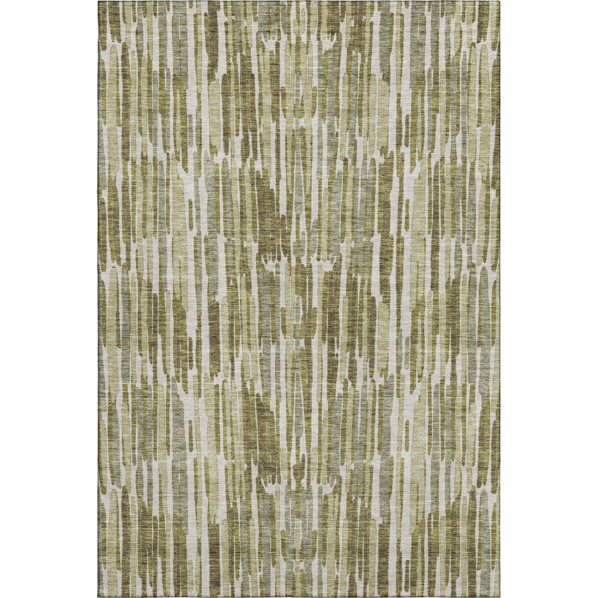 662317 8 x 10 ft. Olive Green Brown & Ivory Abstract Washable Machine Made Rectangle Area Rug with UV Protection