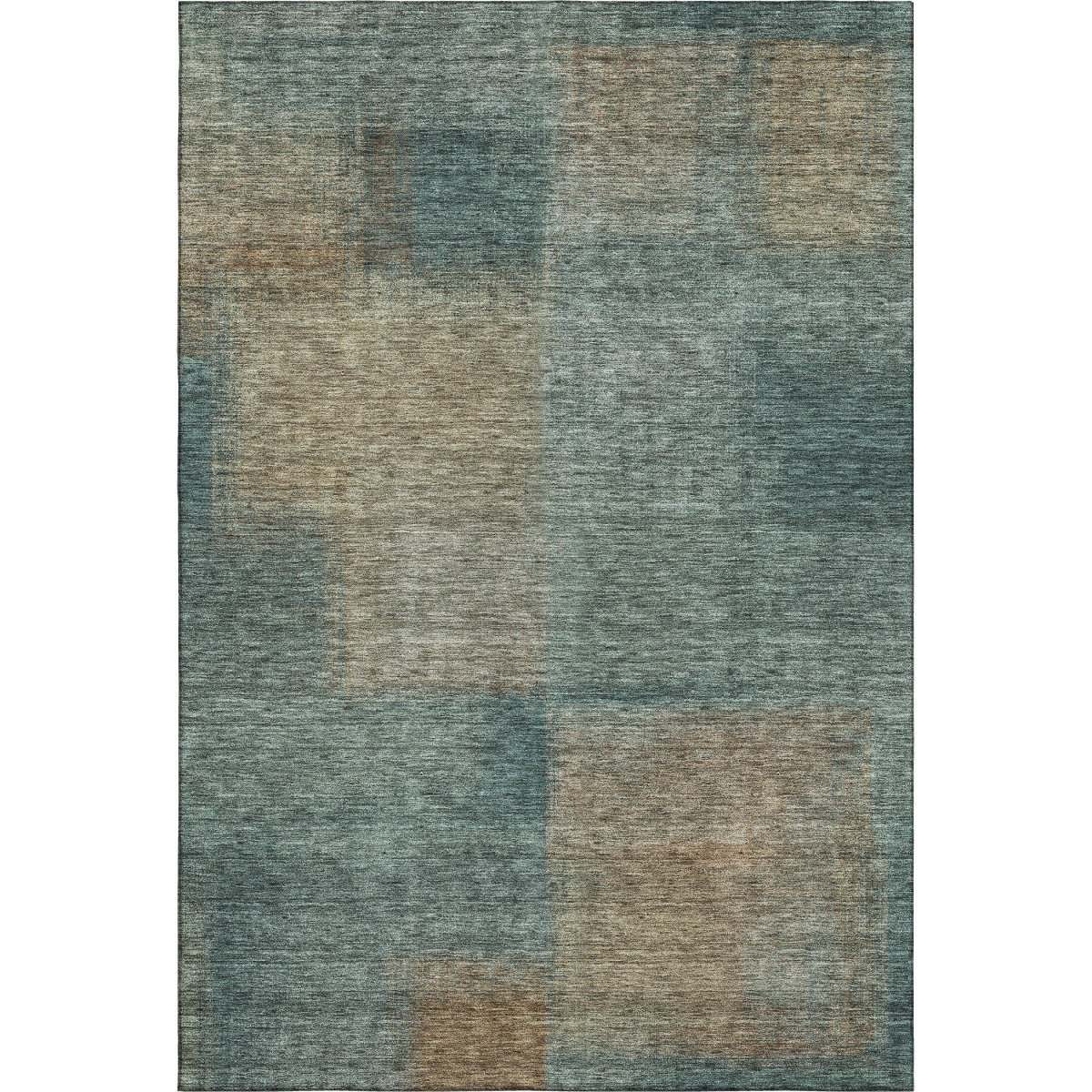 662601 8 x 10 ft. Teal & Brown Abstract Transitional Washable Machine Made Rectangle Area Rug with UV Protection
