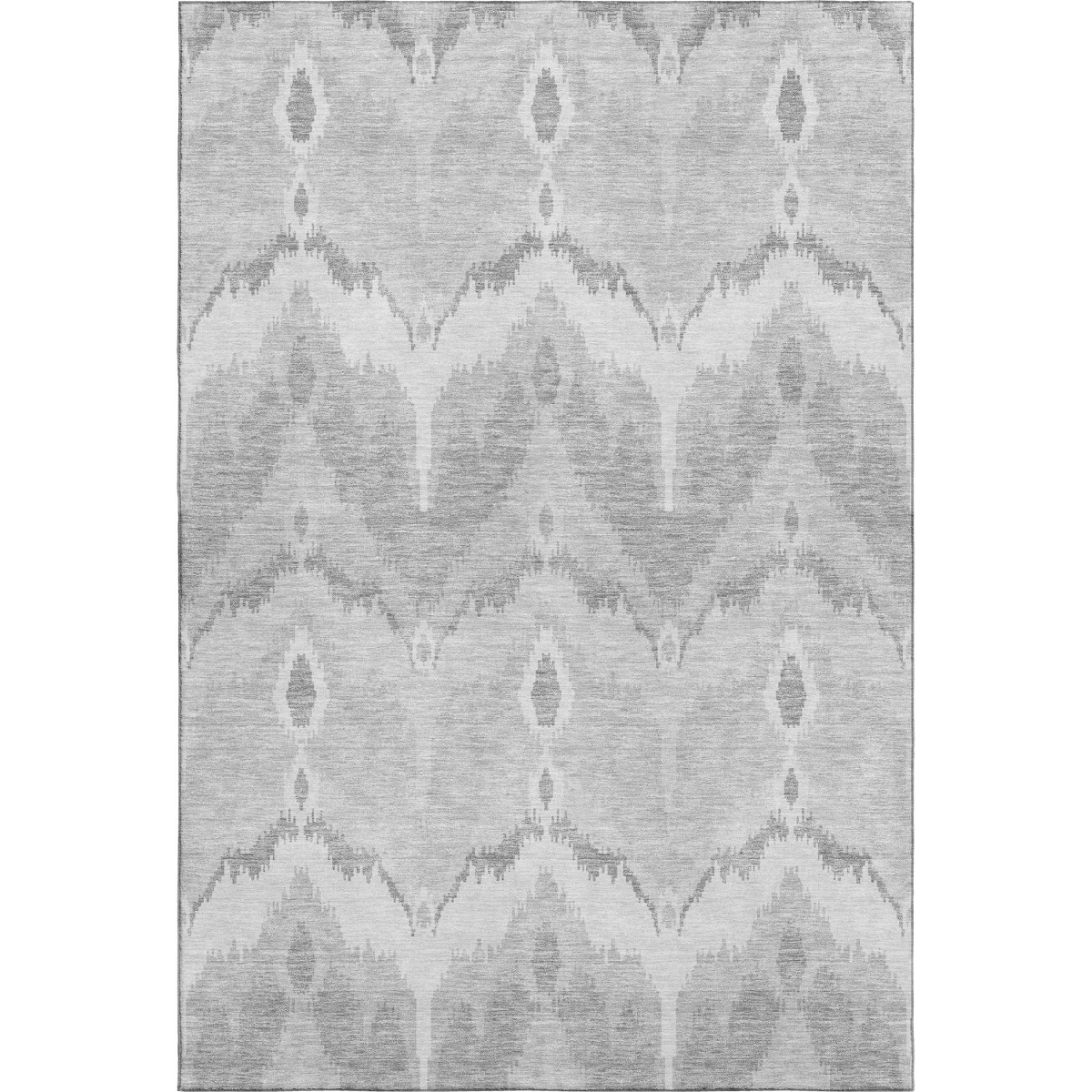 662674 9 x 12 ft. Silver & Gray Ikat Washable Machine Made Rectangle Area Rug with UV Protection