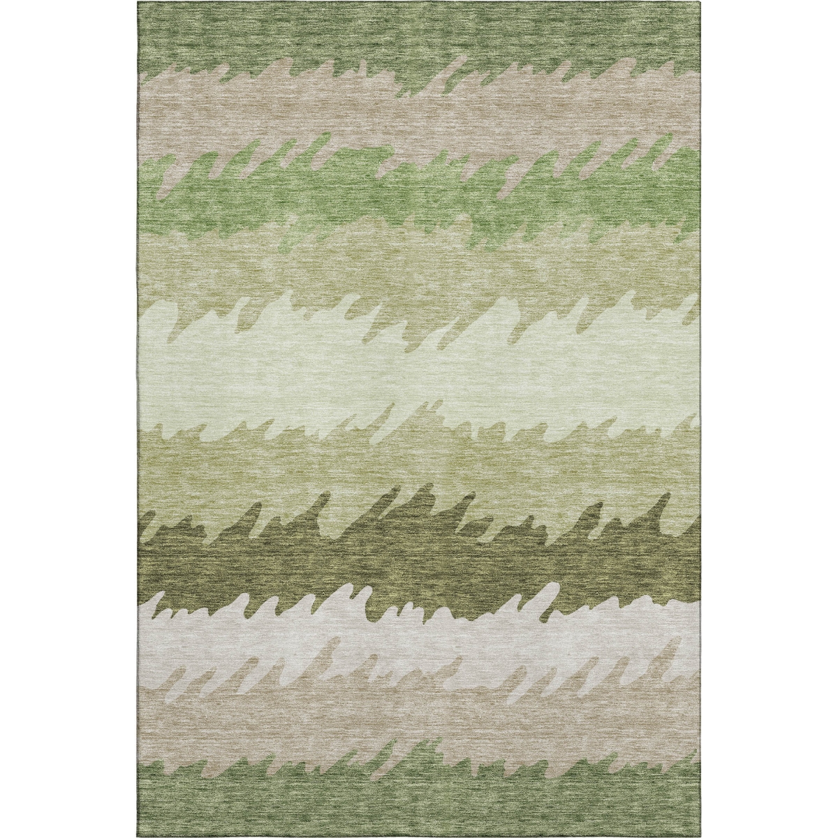 662147 5 x 8 ft. Green & Beige Striped Transitional Washable Machine Made Rectangle Area Rug with UV Protection