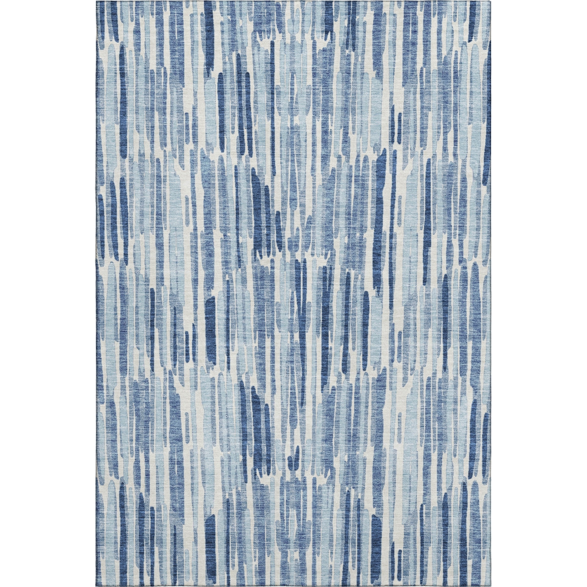 662285 5 x 8 ft. Blue & Ivory Abstract Transitional Washable Machine Made Rectangle Area Rug with UV Protection