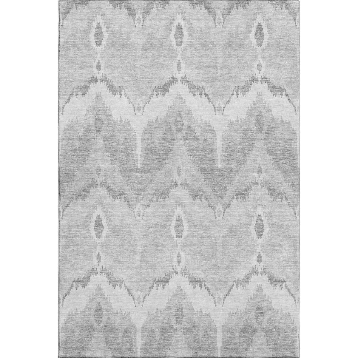 662675 10 x 14 ft. Silver & Gray Ikat Washable Machine Made Rectangle Area Rug with UV Protection