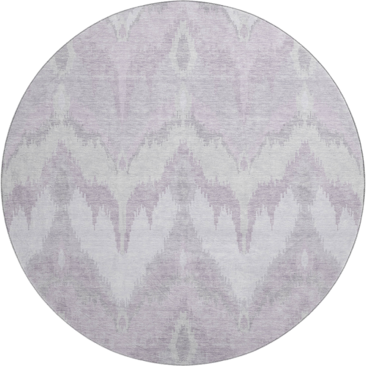 662654 8 ft. Lavender & Silver Ikat Washable Round Area Rug with UV Protection