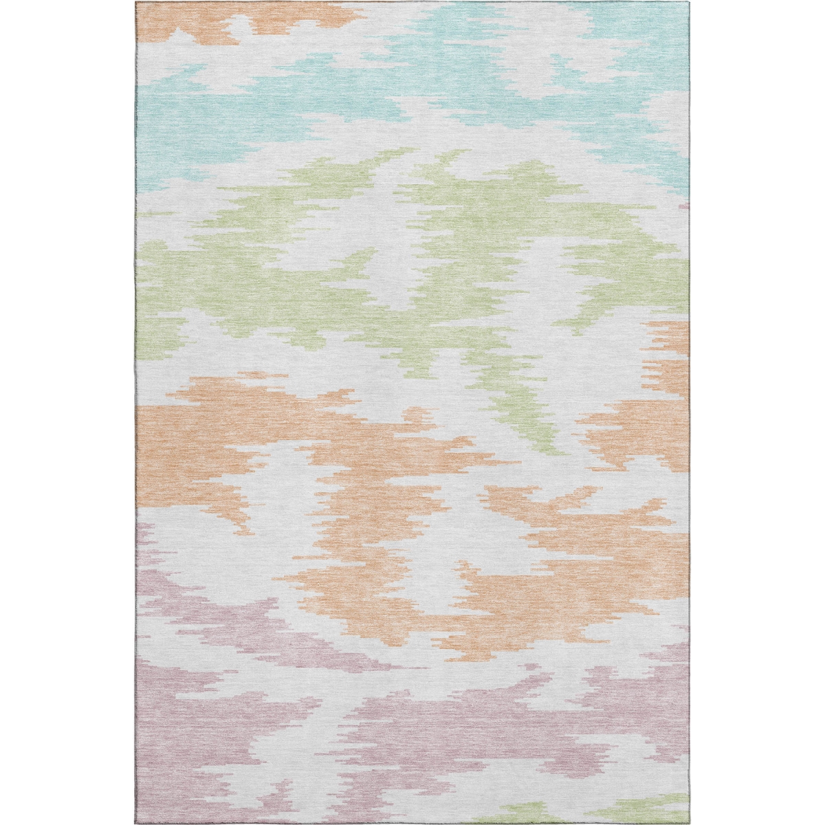 662891 10 x 14 ft. White Sky Blue & Peach Abstract Washable Machine Made Rectangle Area Rug with UV Protection