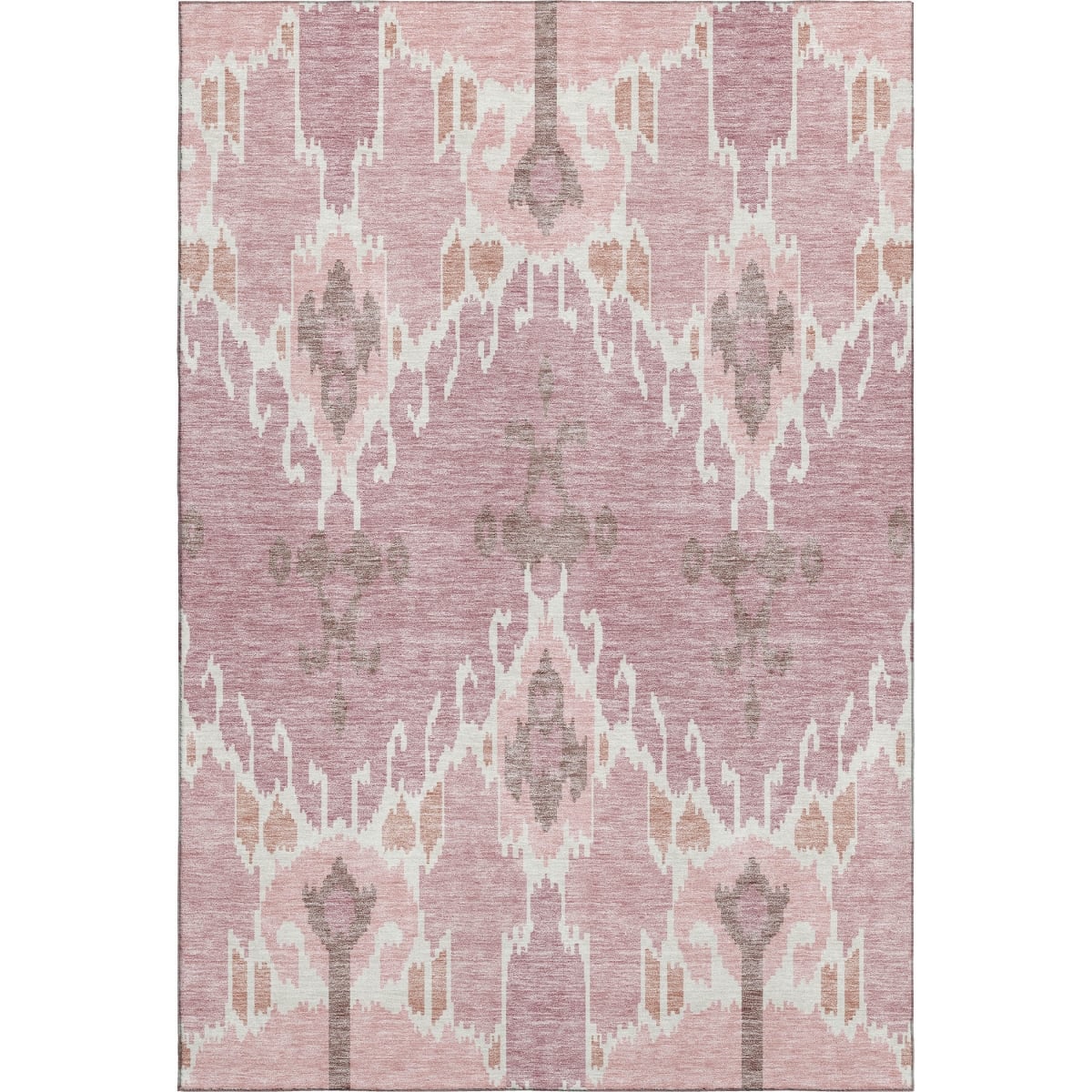 662969 10 x 14 ft. Blush & Ivory Ikat Washable Machine Made Rectangle Area Rug with UV Protection