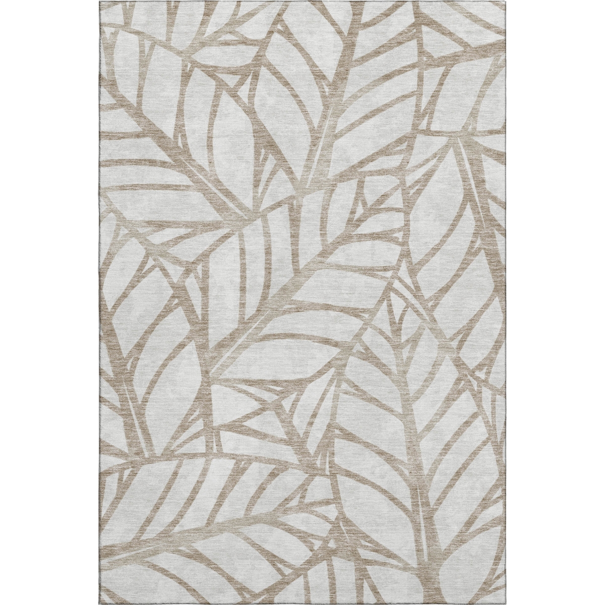 662473 5 x 8 ft. Beige & Brown Floral Washable Machine Made Rectangle Area Rug with UV Protection