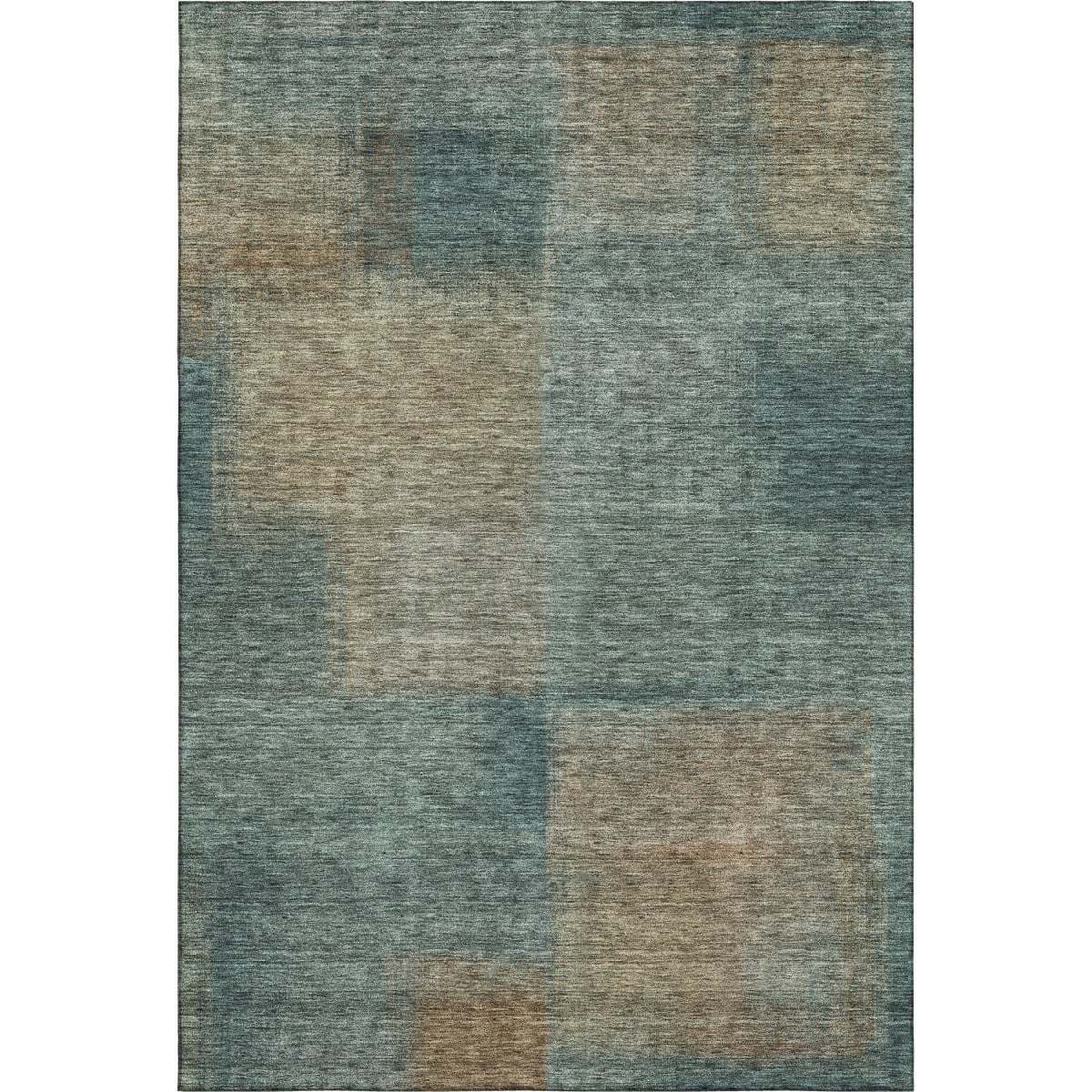662603 10 x 14 ft. Teal & Brown Abstract Transitional Washable Machine Made Rectangle Area Rug with UV Protection
