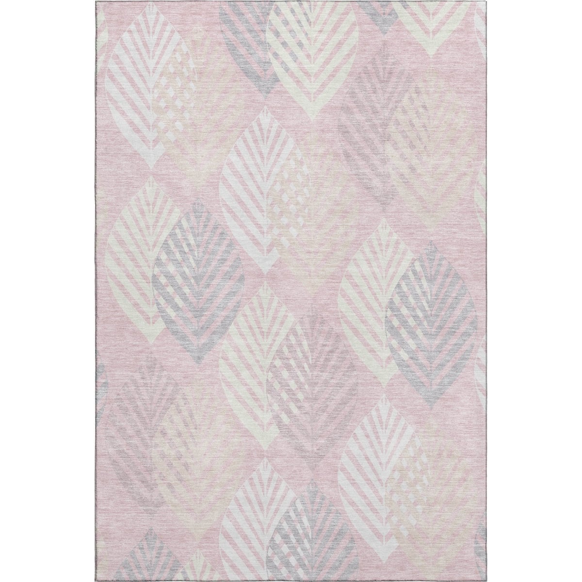 662722 9 x 12 ft. Pink, Ivory & Blue Floral Washable Machine Made Rectangle Area Rug with UV Protection