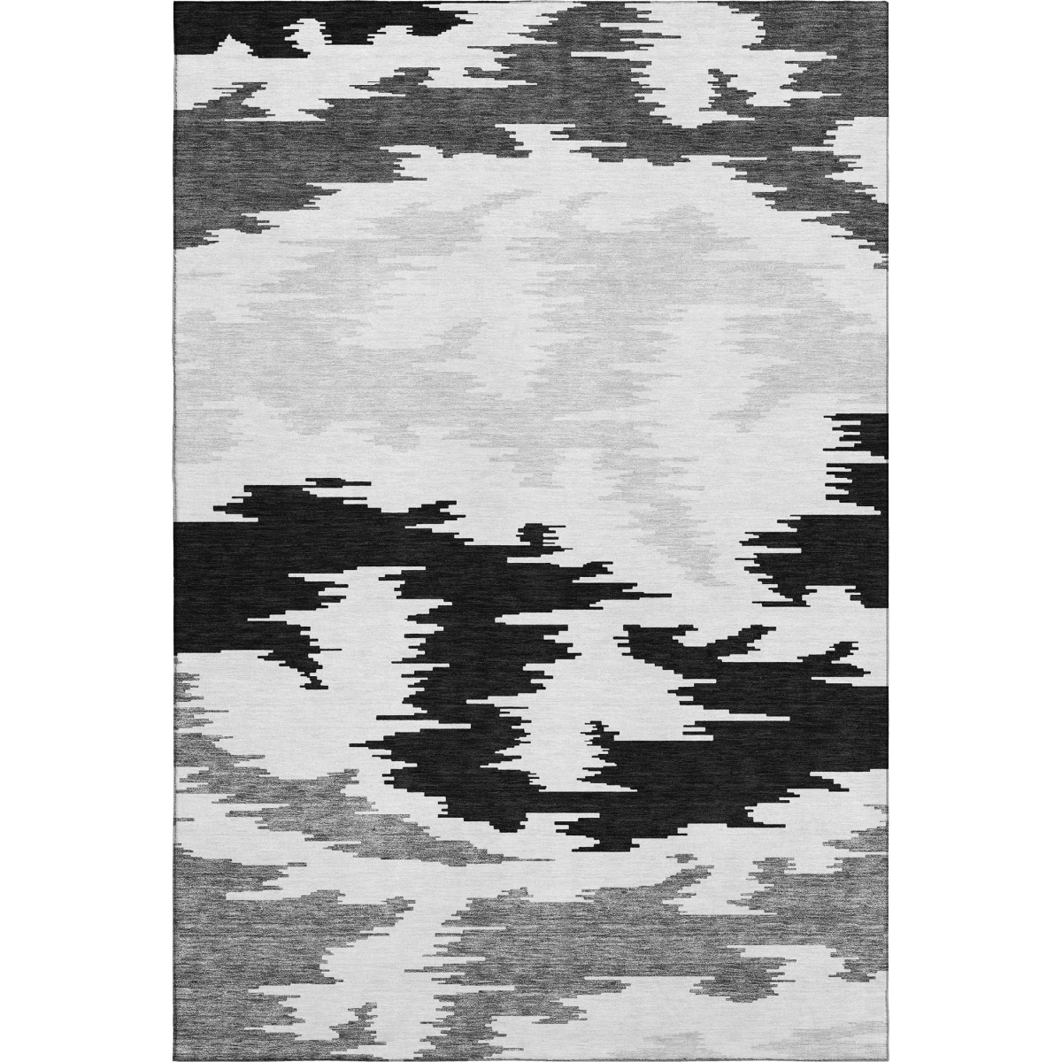 662831 10 x 14 ft. Black Gray & Silver Abstract Washable Machine Made Rectangle Area Rug with UV Protection