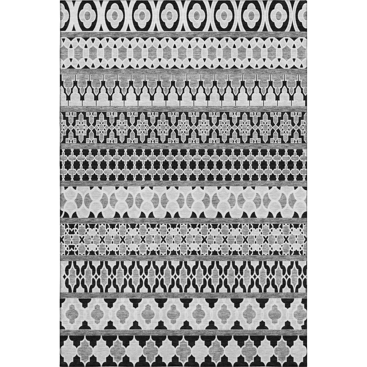 661424 9 x 12 ft. Black & Ivory Ikat Transitional Washable Machine Made Rectangle Area Rug with UV Protection