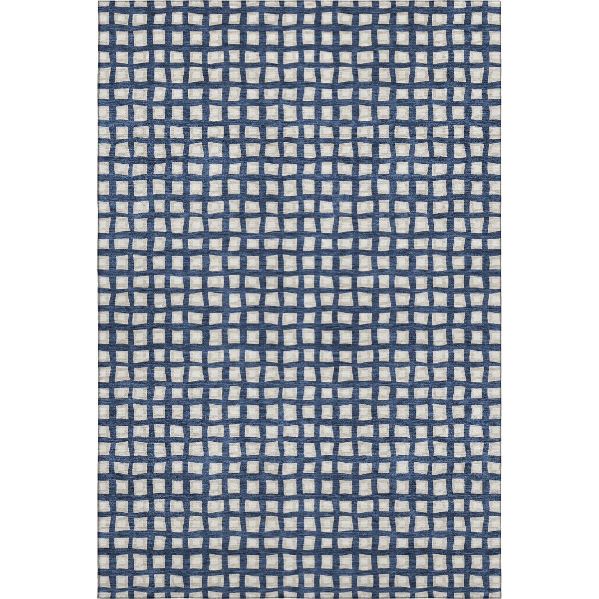 661497 10 x 14 ft. Blue & Ivory Geometric Transitional Washable Machine Made Rectangle Area Rug with UV Protection