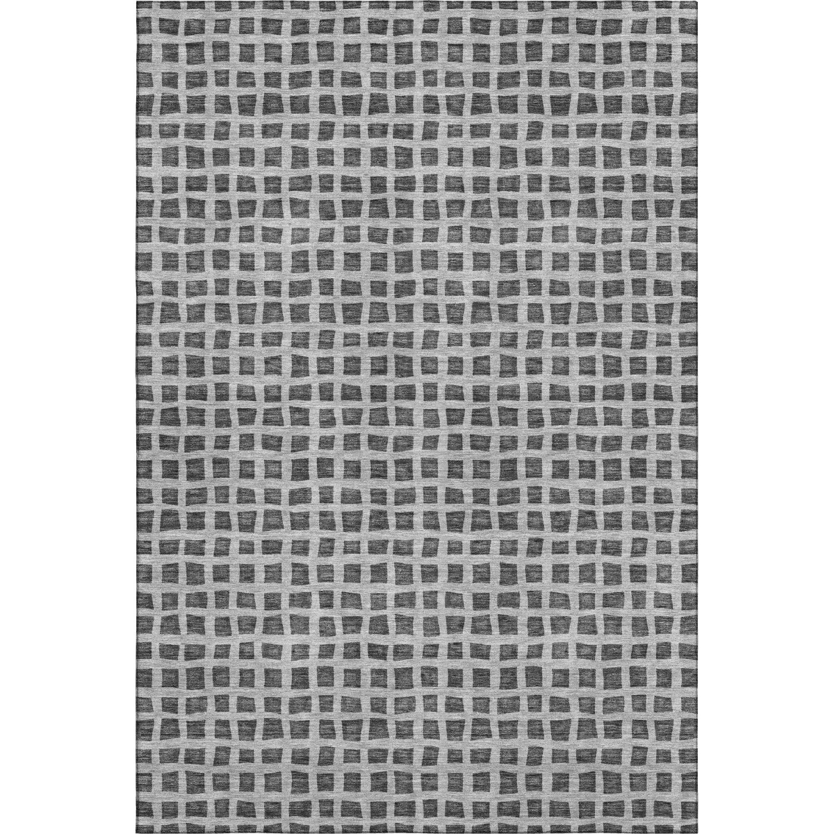 661511 5 x 8 ft. Graphite & Silver Geometric Transitional Washable Machine Made Rectangle Area Rug with UV Protection