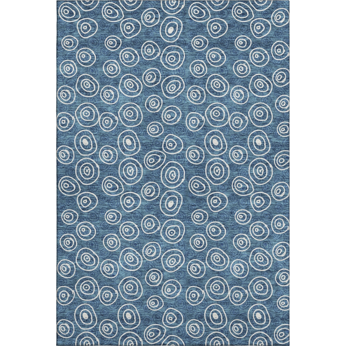 661553 5 x 8 ft. Blue & Ivory Polka Dot Washable Machine Made Rectangle Area Rug with UV Protection