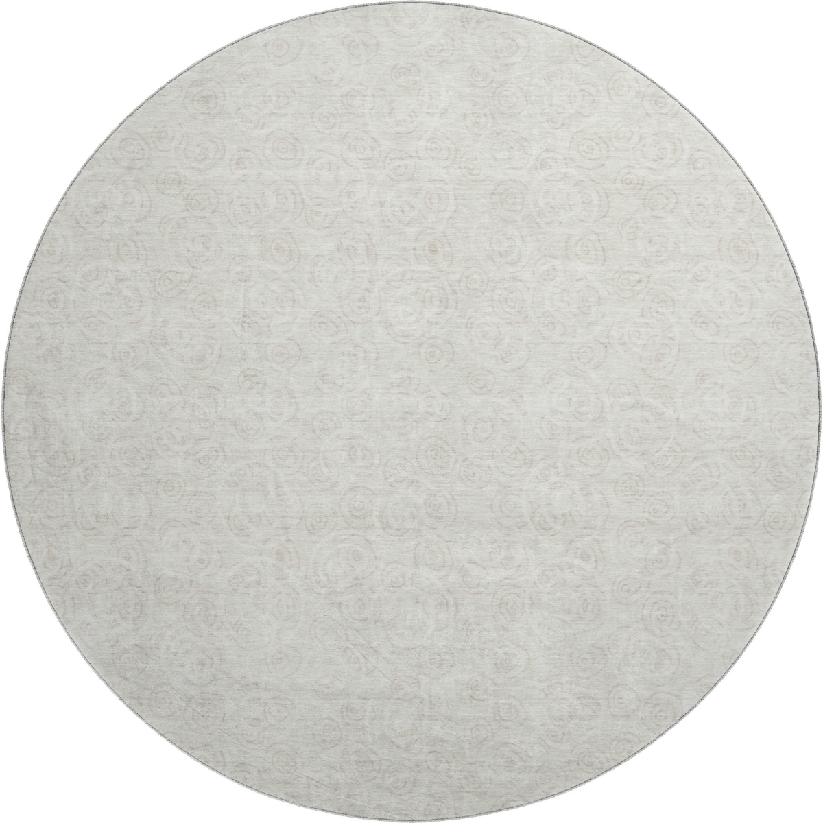 661584 8 ft. Ivory & Beige Polka Dot Transitional Washable Round Area Rug with UV Protection