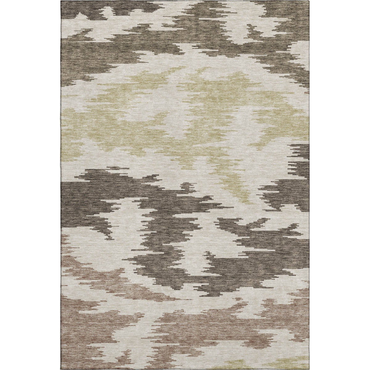 662833 5 x 8 ft. Chocolate Beige & Taupe Abstract Washable Machine Made Rectangle Area Rug with UV Protection