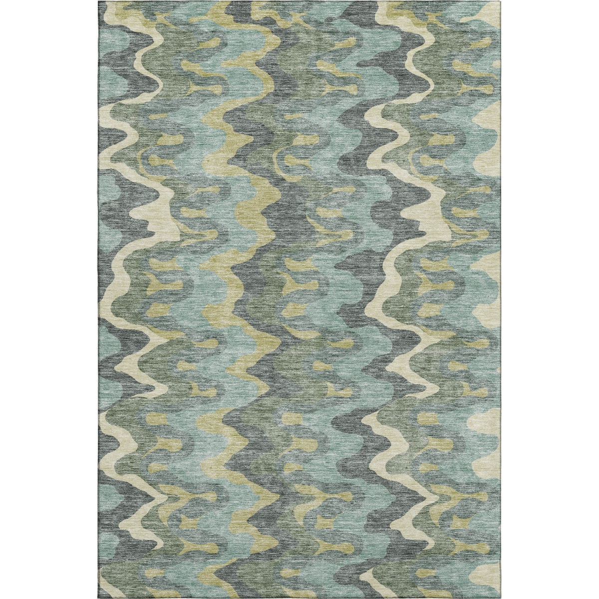 663159 8 x 10 ft. Sage Ivory & Beige Abstract Washable Machine Made Rectangle Area Rug with UV Protection
