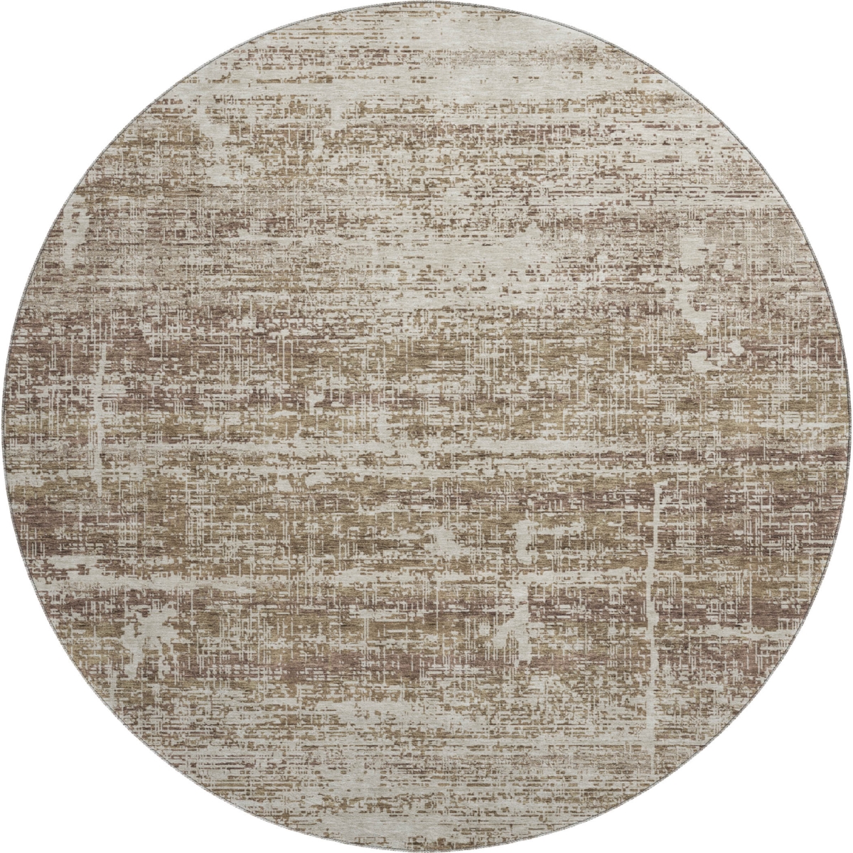 662912 8 ft. Brown & Beige Abstract Transitional Washable Round Area Rug with UV Protection