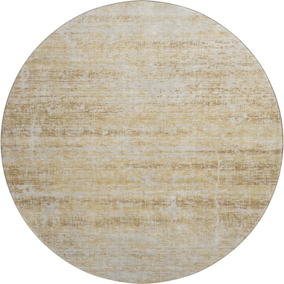 662924 8 ft. Gold & Beige Abstract Transitional Washable Round Area Rug with UV Protection