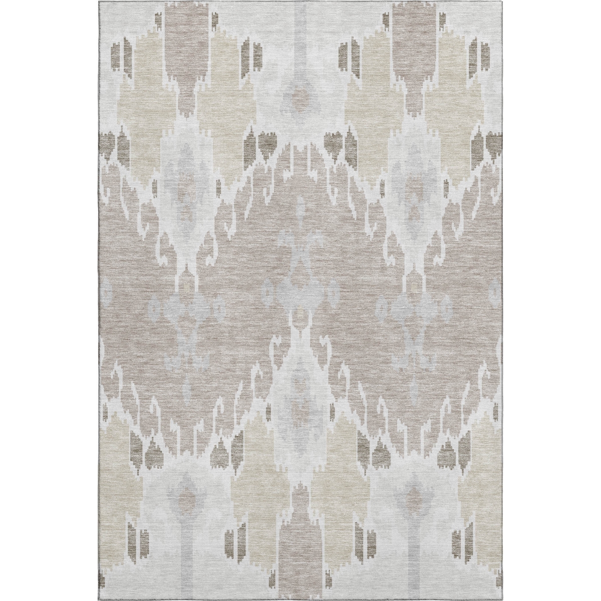 662993 10 x 14 ft. Ivory Beige & Gray Ikat Washable Machine Made Rectangle Area Rug with UV Protection