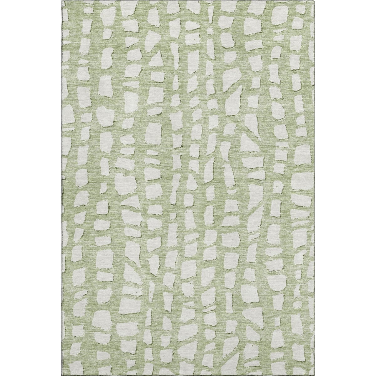 663333 8 x 10 ft. Artichoke Green & Ivory Cobblestone Washable Machine Made Rectangle Area Rug with UV Protection