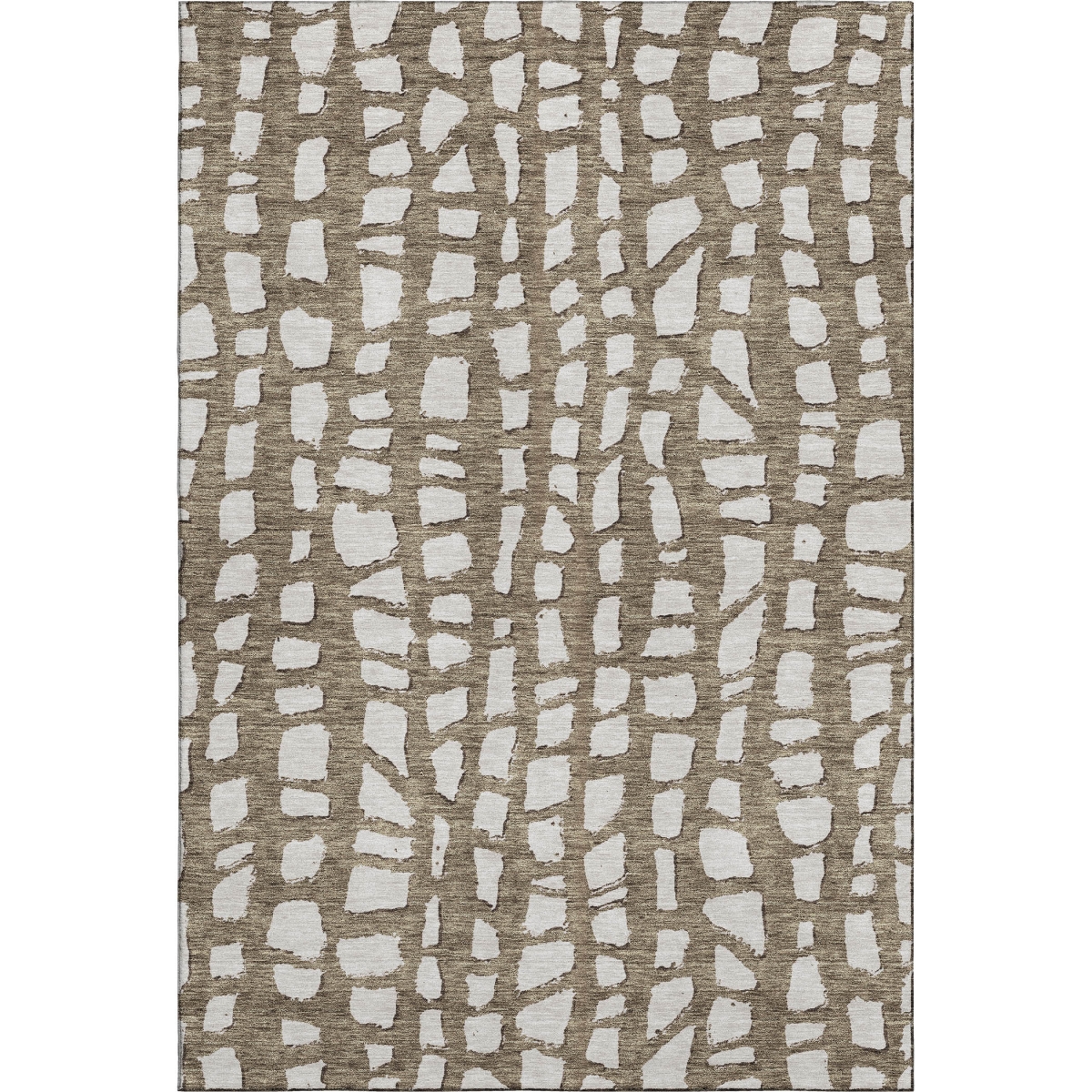 663351 8 x 10 ft. Brown & Ivory Cobblestone Washable Machine Made Rectangle Area Rug with UV Protection