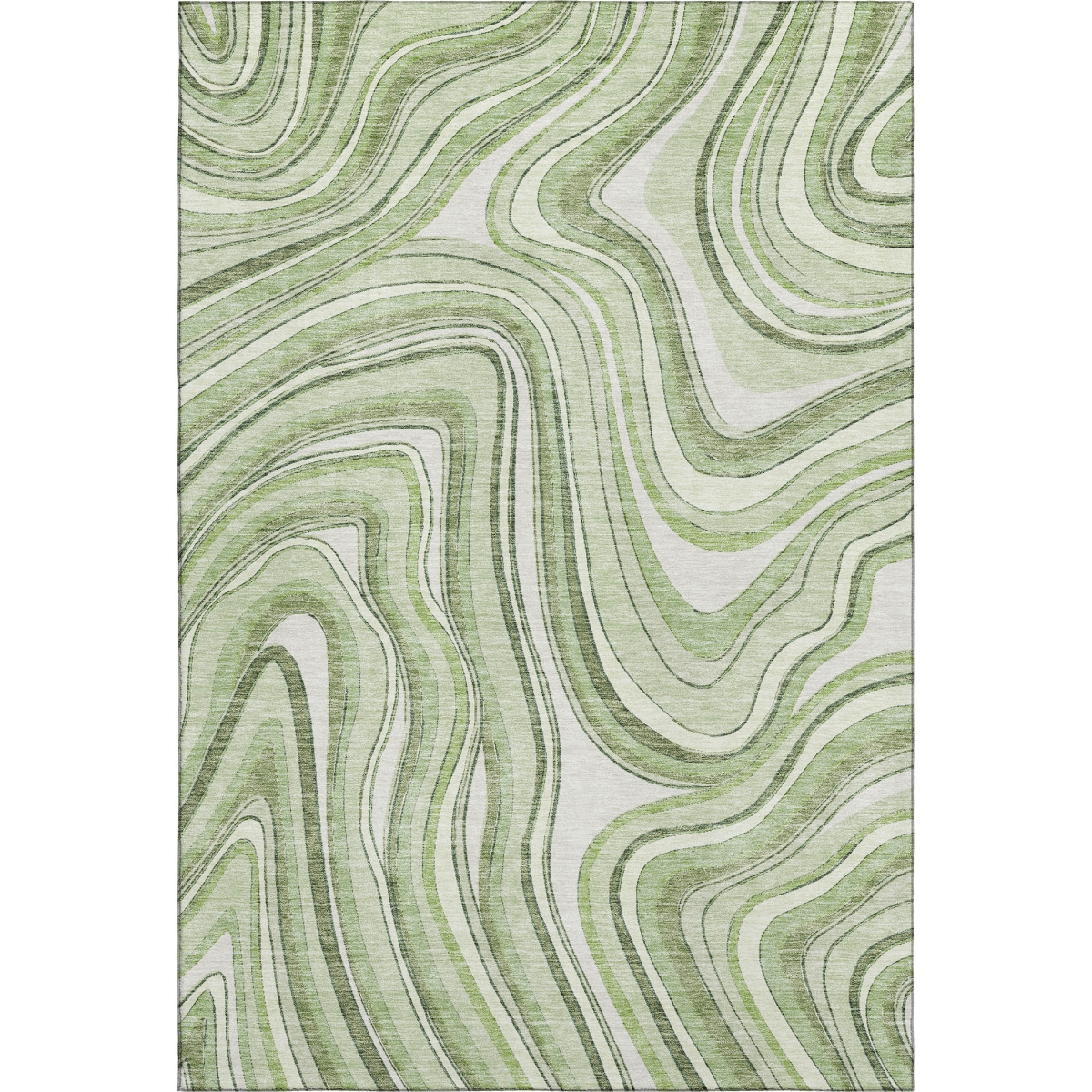663500 10 x 14 ft. Artichoke Green & Ivory Marble Washable Machine Made Rectangle Area Rug with UV Protection