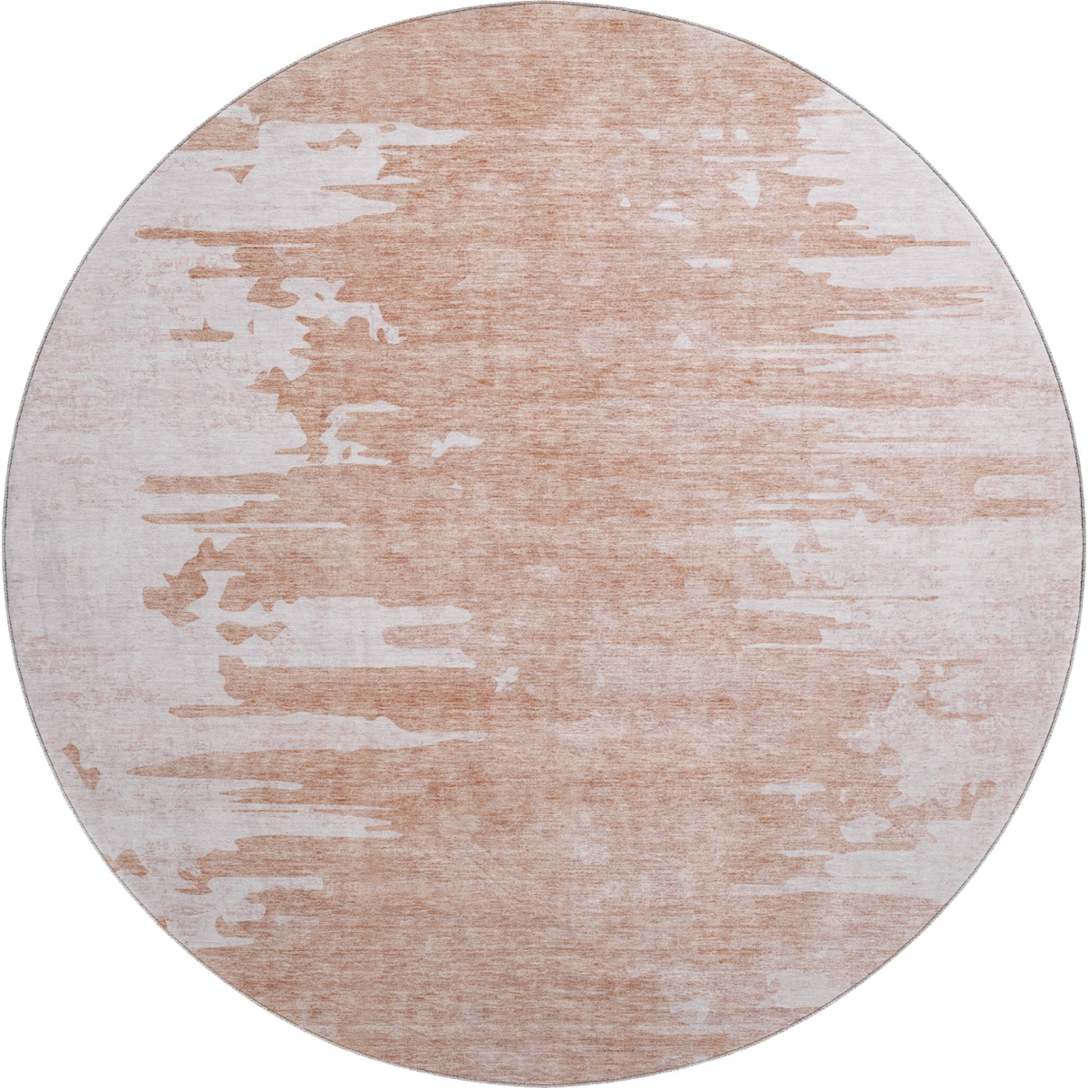 657002 8 ft. Terra Cotta & Ivory Abstract Transitional Washable Round Area Rug with UV Protection
