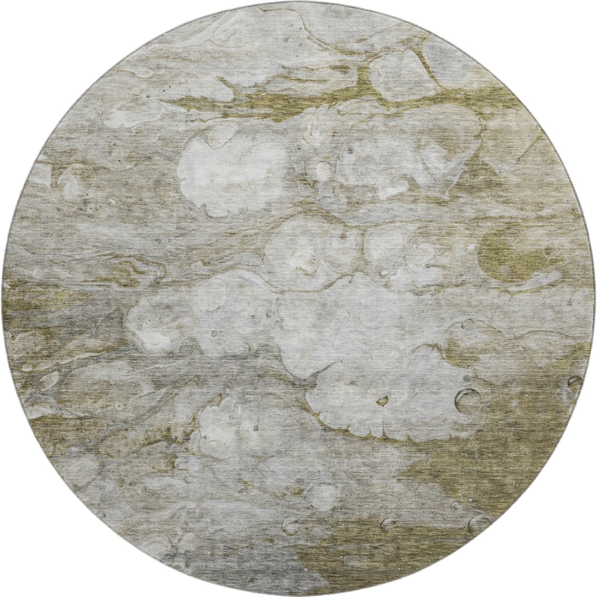 656702 8 ft. Brown & Ivory Abstract Transitional Washable Round Area Rug with UV Protection