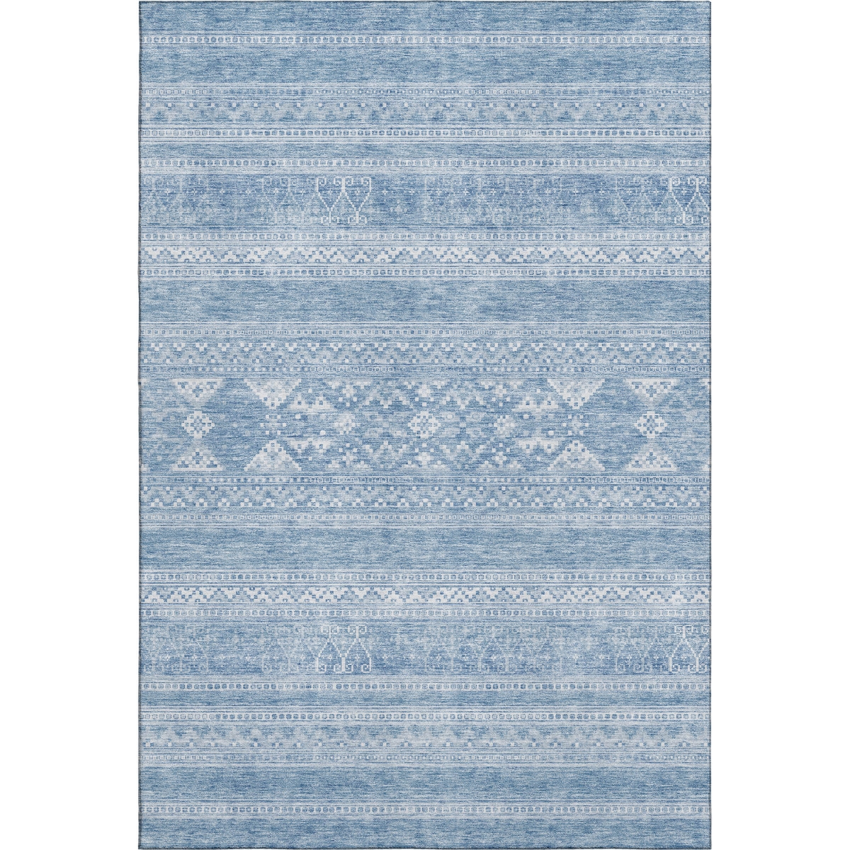 657444 3 x 5 ft. Sky Blue & Ivory Southwestern Washable Machine Made Rectangle Area Rug with UV Protection