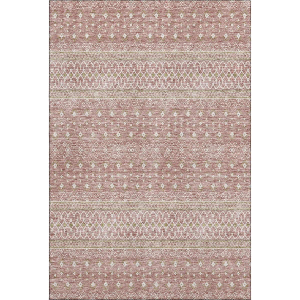 657159 8 x 10 ft. Blush & Ivory Tribal Transitional Washable Machine Made Rectangle Area Rug with UV Protection