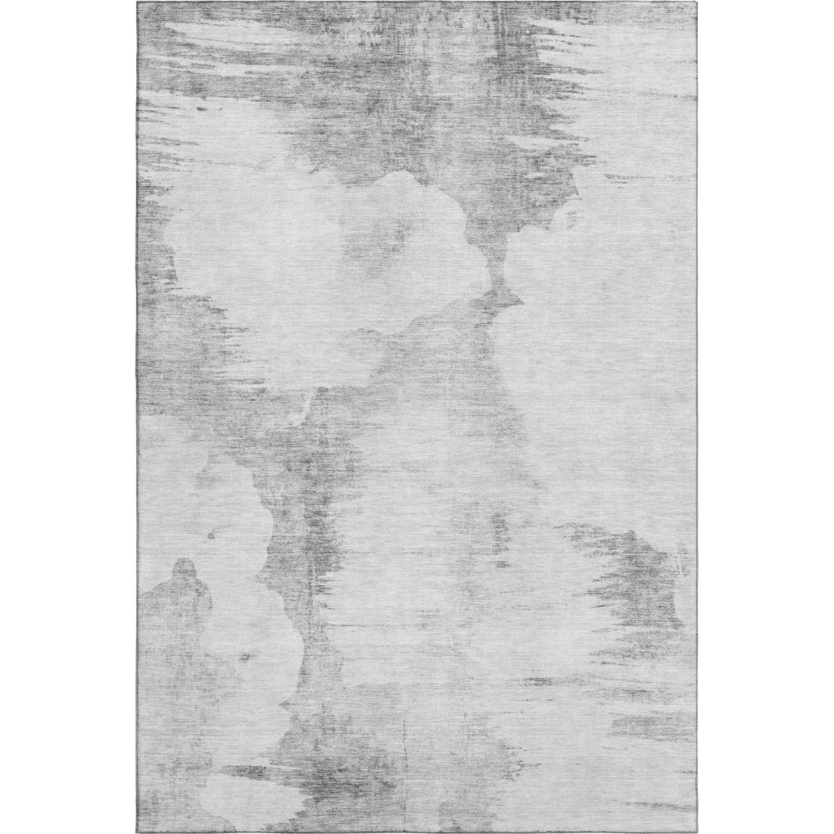 657229 5 x 8 ft. Silver Gray & Pewter Abstract Washable Machine Made Rectangle Area Rug with UV Protection