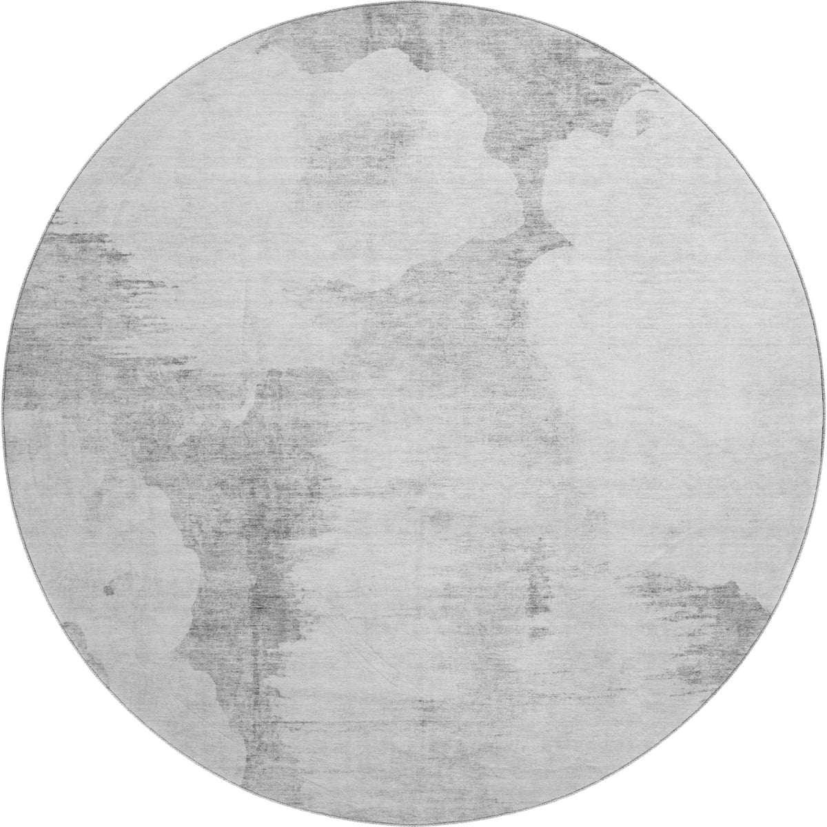 657230 8 ft. Silver Gray & Pewter Abstract Washable Round Area Rug with UV Protection