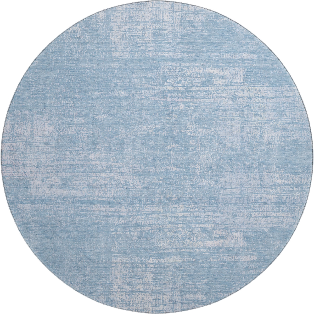 667117 8 ft. Blue & Ivory Abstract Transitional Washable Round Area Rug with UV Protection