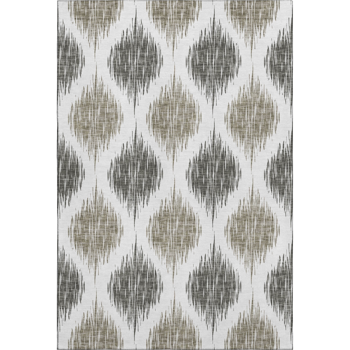 667508 9 x 12 ft. Taupe & Ivory Ikat Transitional Washable Machine Made Rectangle Area Rug with UV Protection