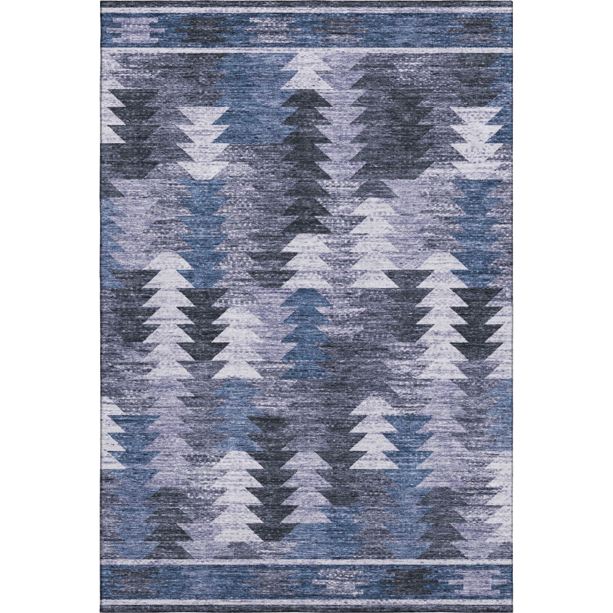 665692 9 x 12 ft. Blue & Ivory Southwestern Transitional Washable Machine Made Rectangle Area Rug with UV Protection