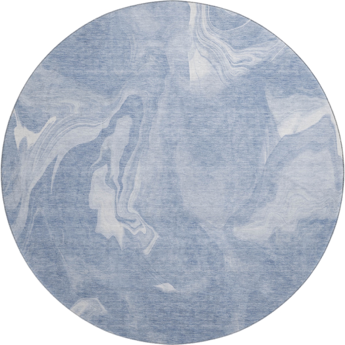 665822 8 ft. Blue & Ivory Abstract Transitional Washable Round Area Rug with UV Protection