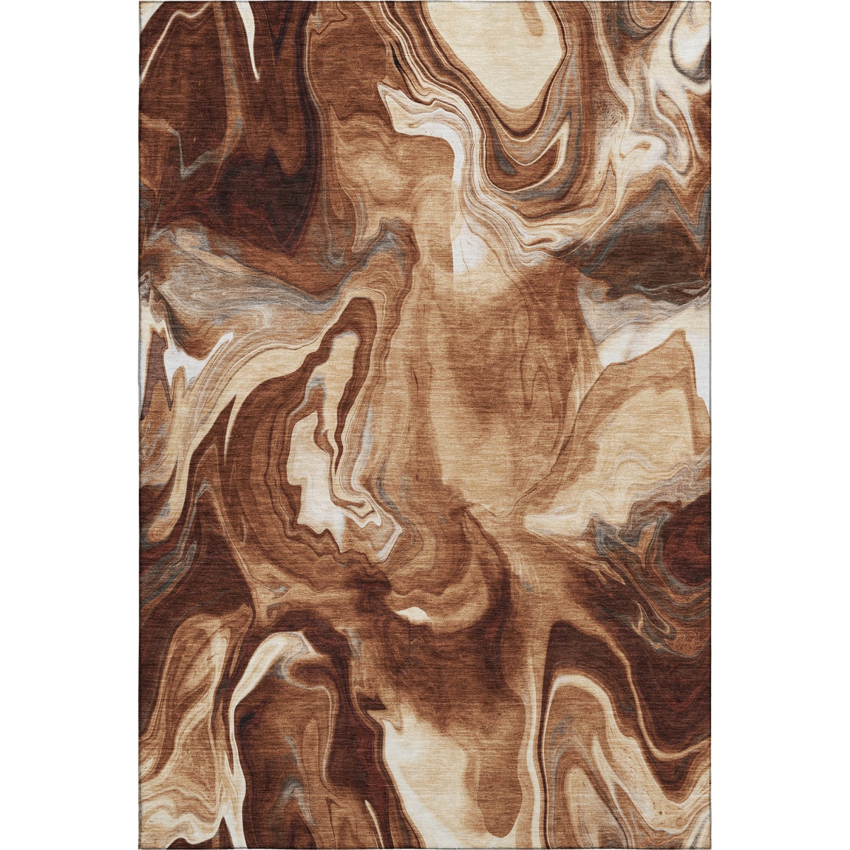 665842 9 x 12 ft. Rust Ivory & Beige Abstract Washable Machine Made Rectangle Area Rug with UV Protection