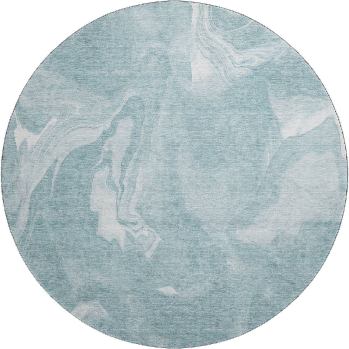 665852 8 ft. Teal & Ivory Abstract Transitional Washable Round Area Rug with UV Protection