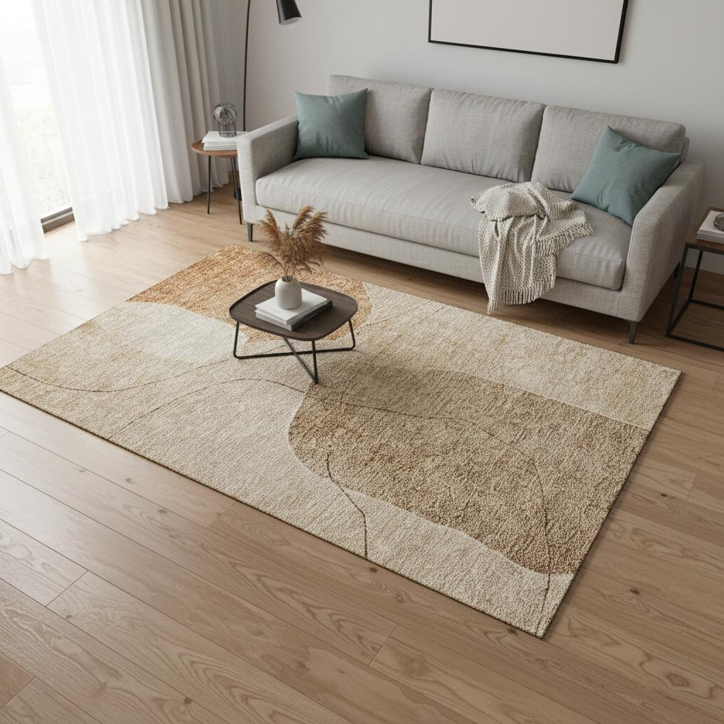 655599 5 x 8 ft. Rust & Copper Abstract Washable Machine Made Rectangle Area Rug with UV Protection