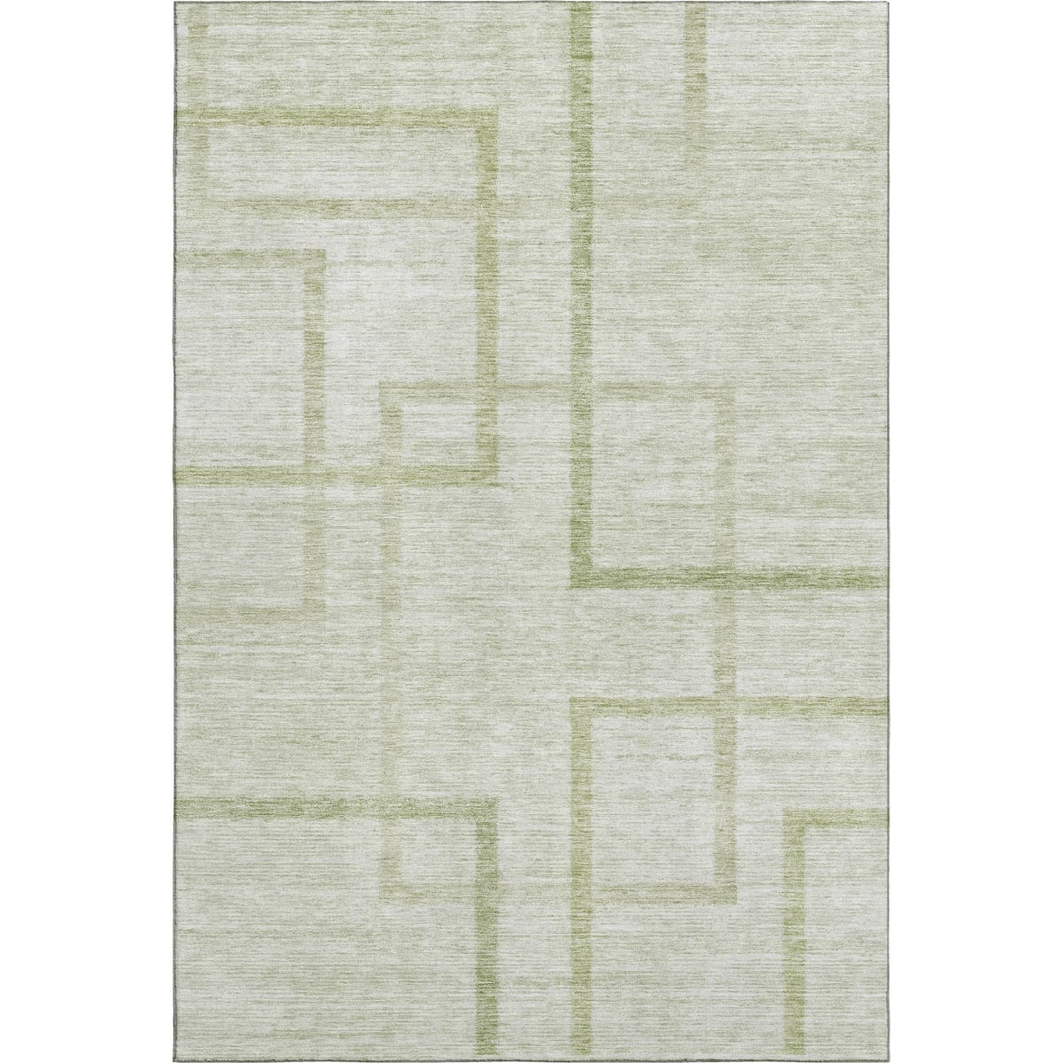 666731 5 x 8 ft. Artichoke Green & Gray Geometric Transitional Washable Machine Made Rectangle Area Rug with UV Protection