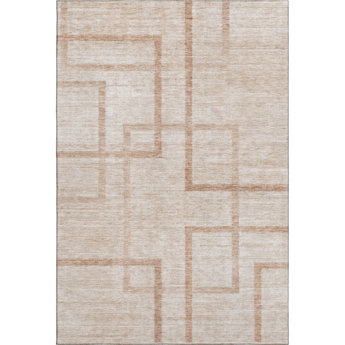 666743 5 x 8 ft. Coral & Rust Geometric Washable Machine Made Rectangle Area Rug with UV Protection