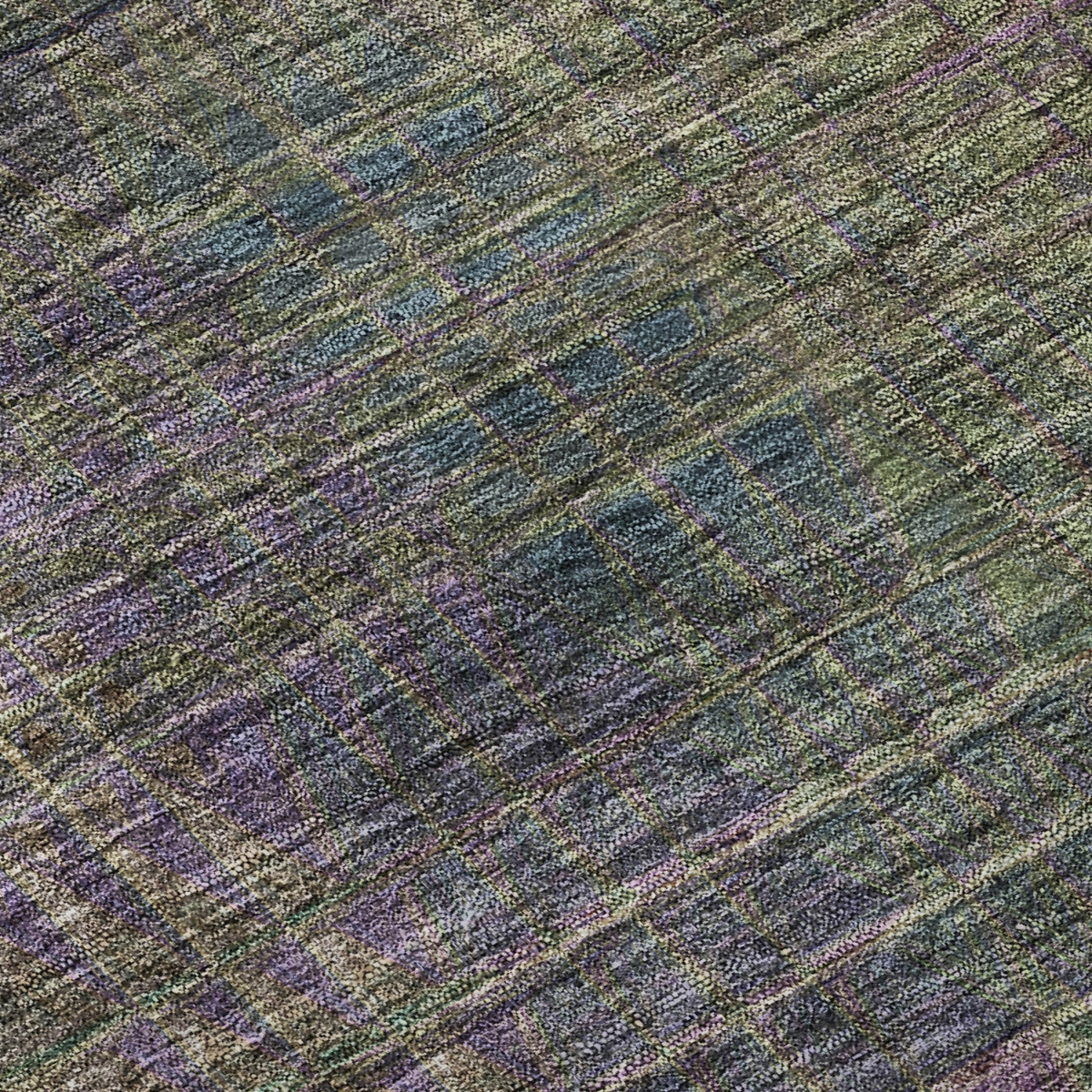 666777 10 x 14 ft. Plum Green & Brown Abstract Geometric Washable Machine Made Rectangle Area Rug with UV Protection