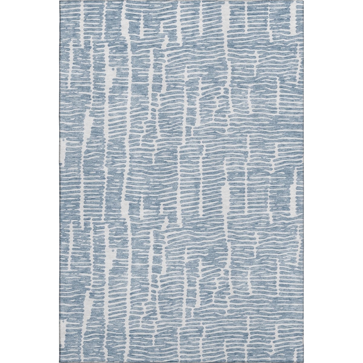 666847 9 x 12 ft. Blue & Ivory Vermicular Washable Machine Made Rectangle Area Rug with UV Protection