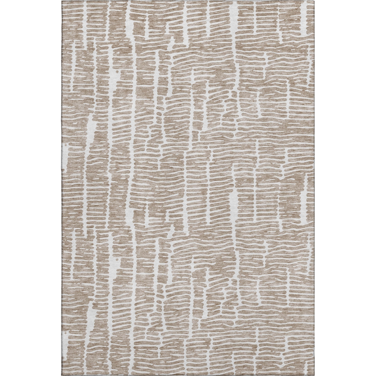 666853 9 x 12 ft. Brown & Ivory Vermicular Washable Machine Made Rectangle Area Rug with UV Protection