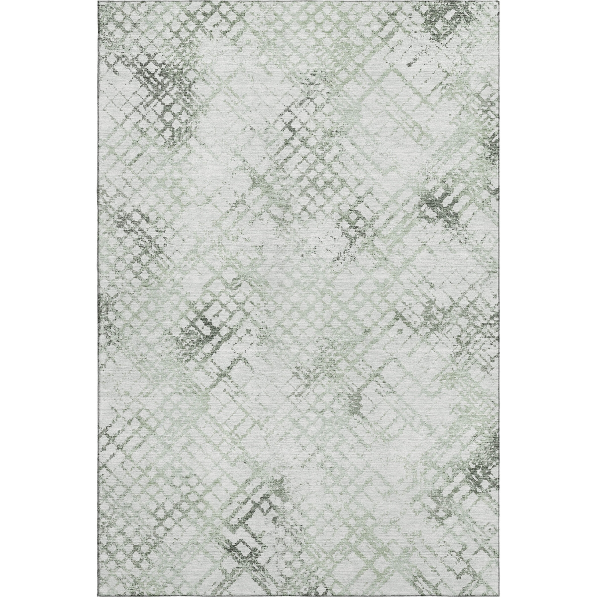 666648 8 x 10 ft. Green & Ivory Abstract Geometric Transitional Washable Machine Made Rectangle Area Rug with UV Protection