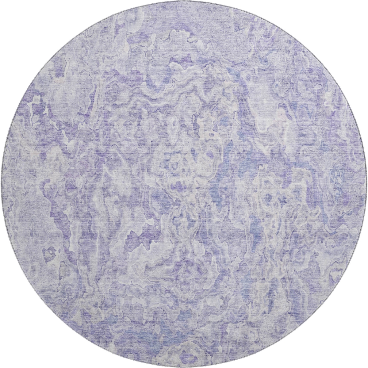 666816 8 ft. Plum & Ivory Abstract Transitional Washable Round Area Rug with UV Protection